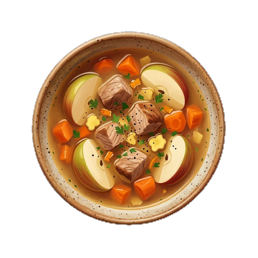 Ginger Pork, Apple, and Carrot Soup
