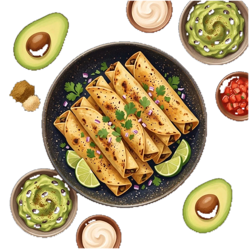 Air Fryer Avocado and Black Bean Taquitos