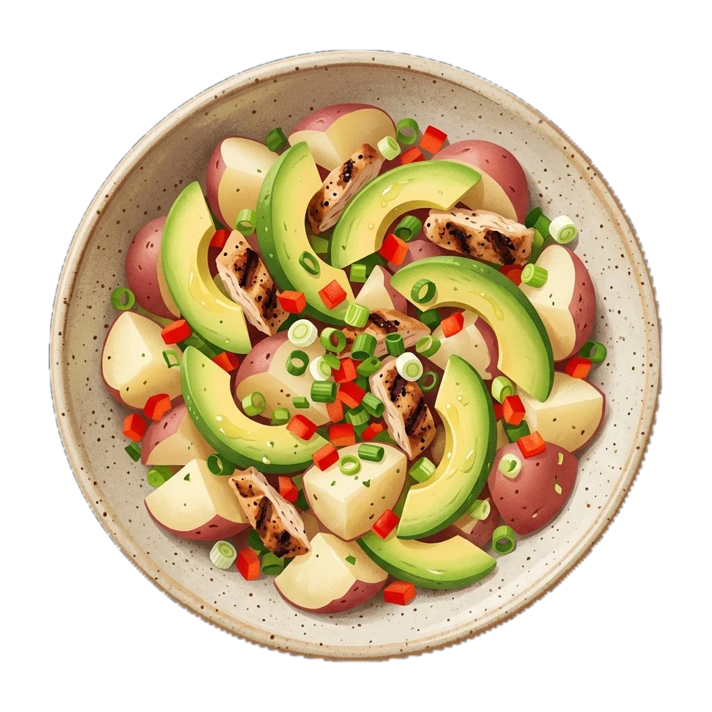 Avocado, Potato, and Grilled Chicken Salad