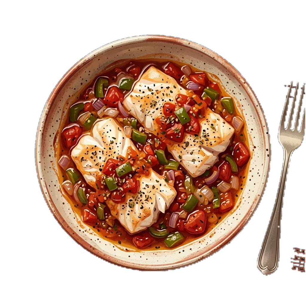 Baked Fish with Tomatoes and Peppers