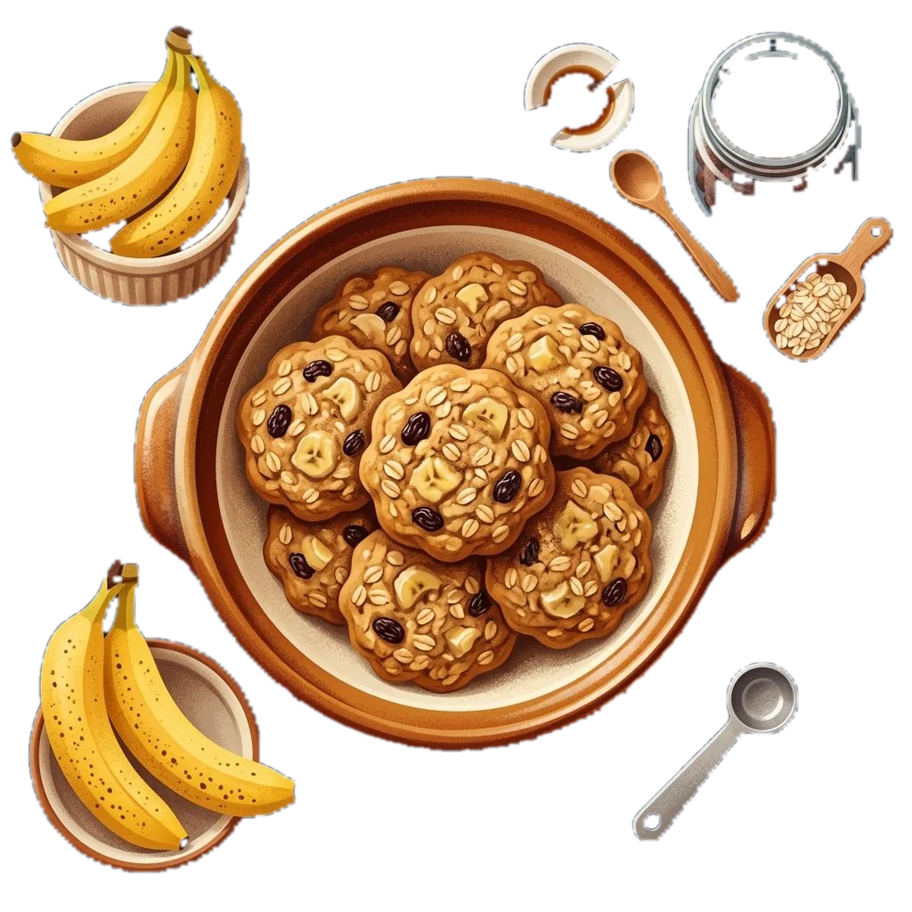 Banana Oatmeal Raisin Cookies