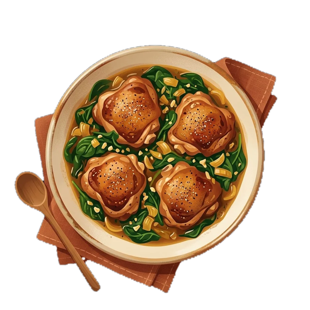 Braised Chicken Thighs with Spinach