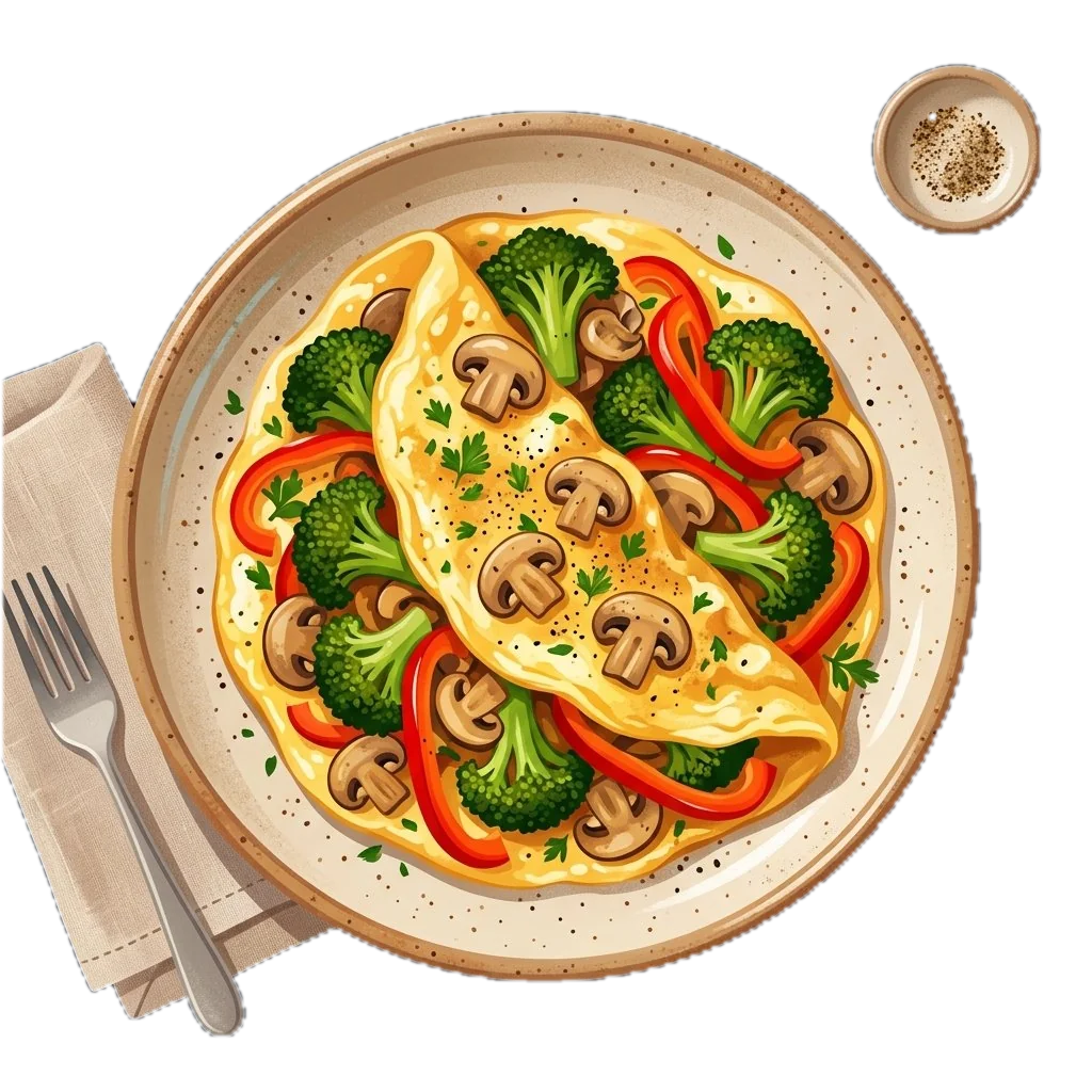 Vibrant Broccoli and Mushroom Omelet
