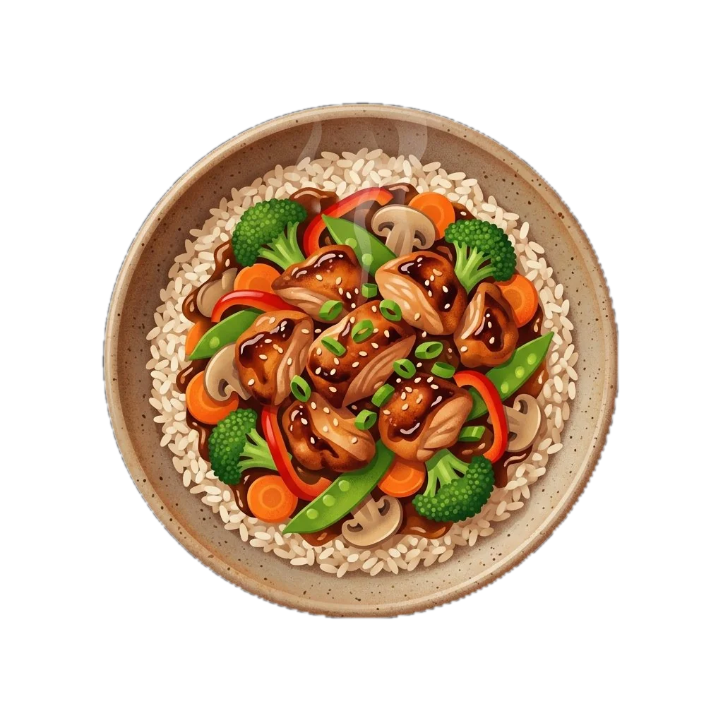 Sizzling Chicken and Vegetable Brown Rice Bowl