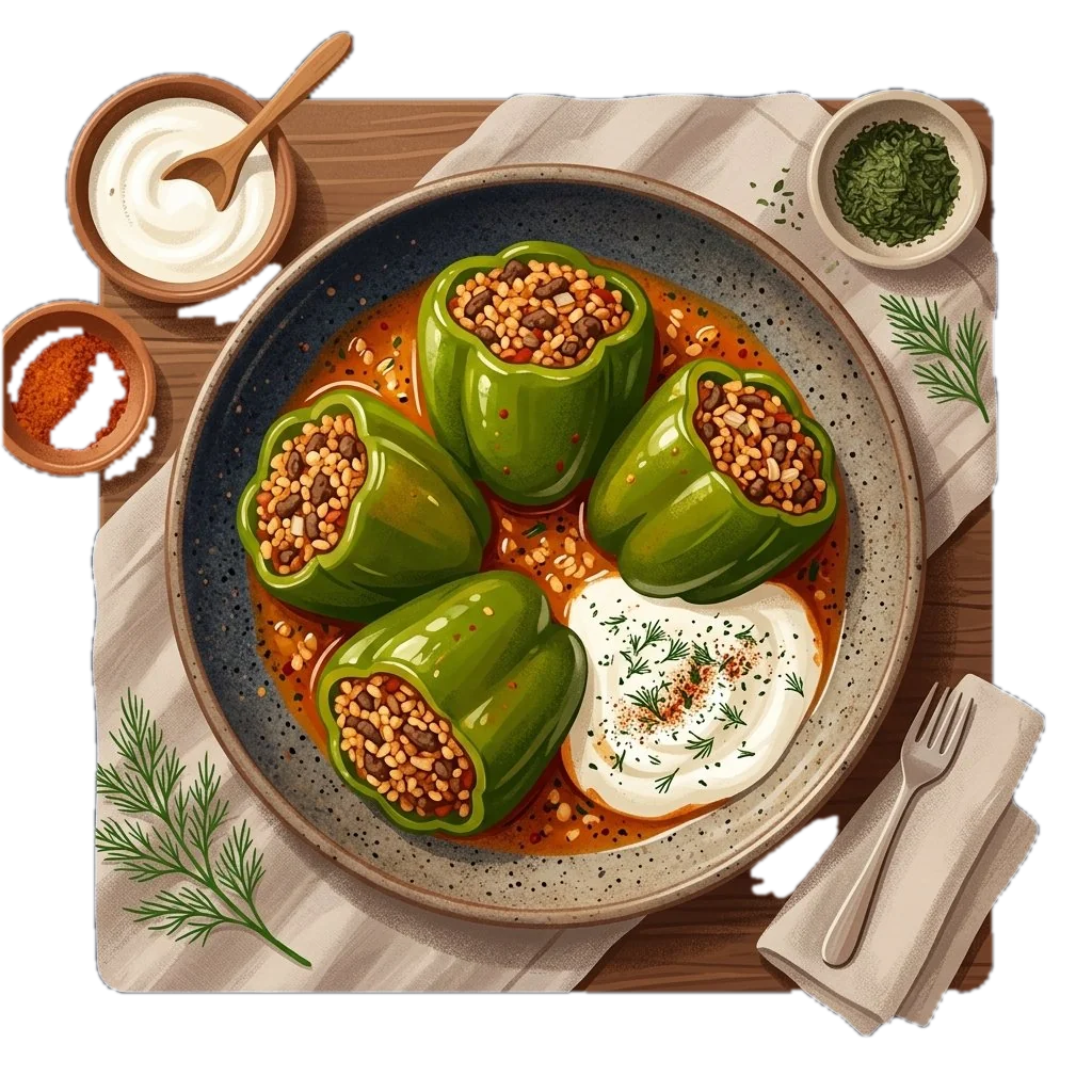 Stuffed Peppers with Bulgur & Beef