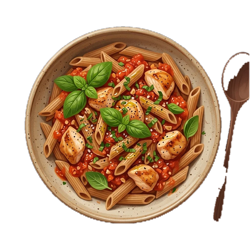 Whole Wheat Pasta with Chicken and Basil