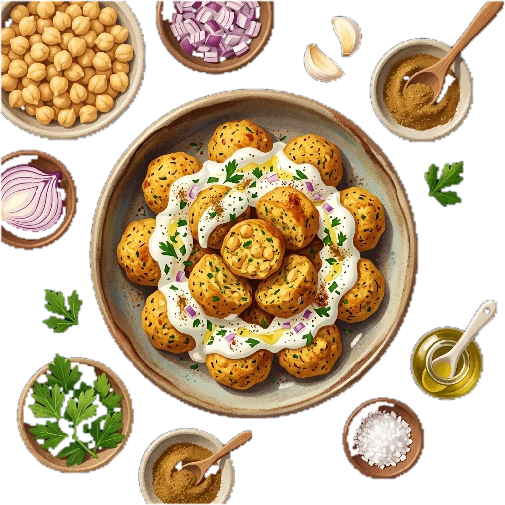 Baked Falafel with Yogurt Sauce