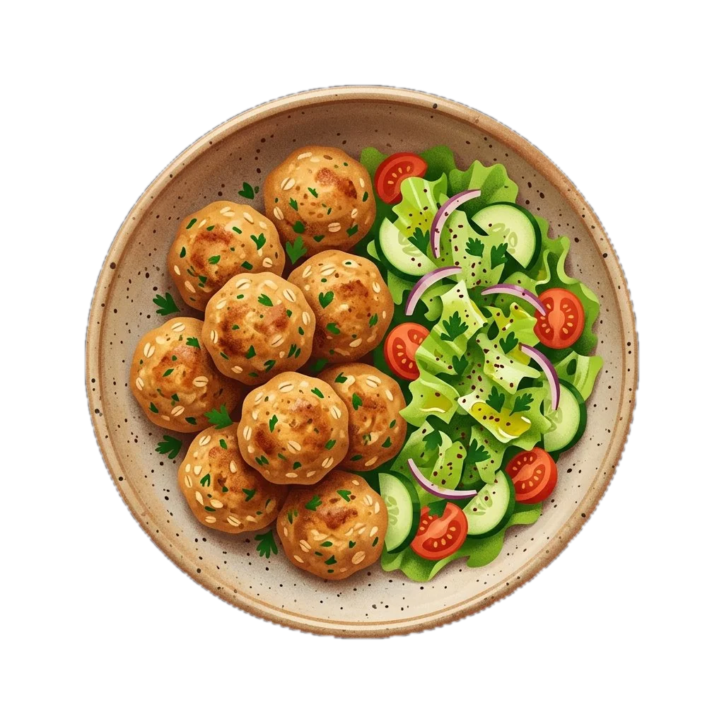 Baked Turkey Meatballs with Salad