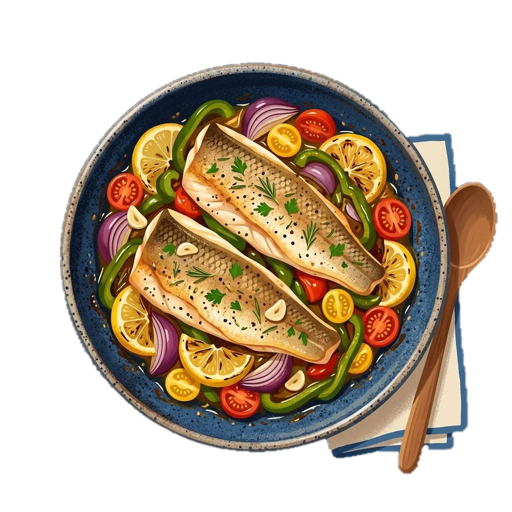Baked Sea Bass with Vegetables