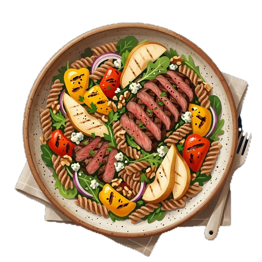 Grilled Steak, Pepper, and Pear Salad