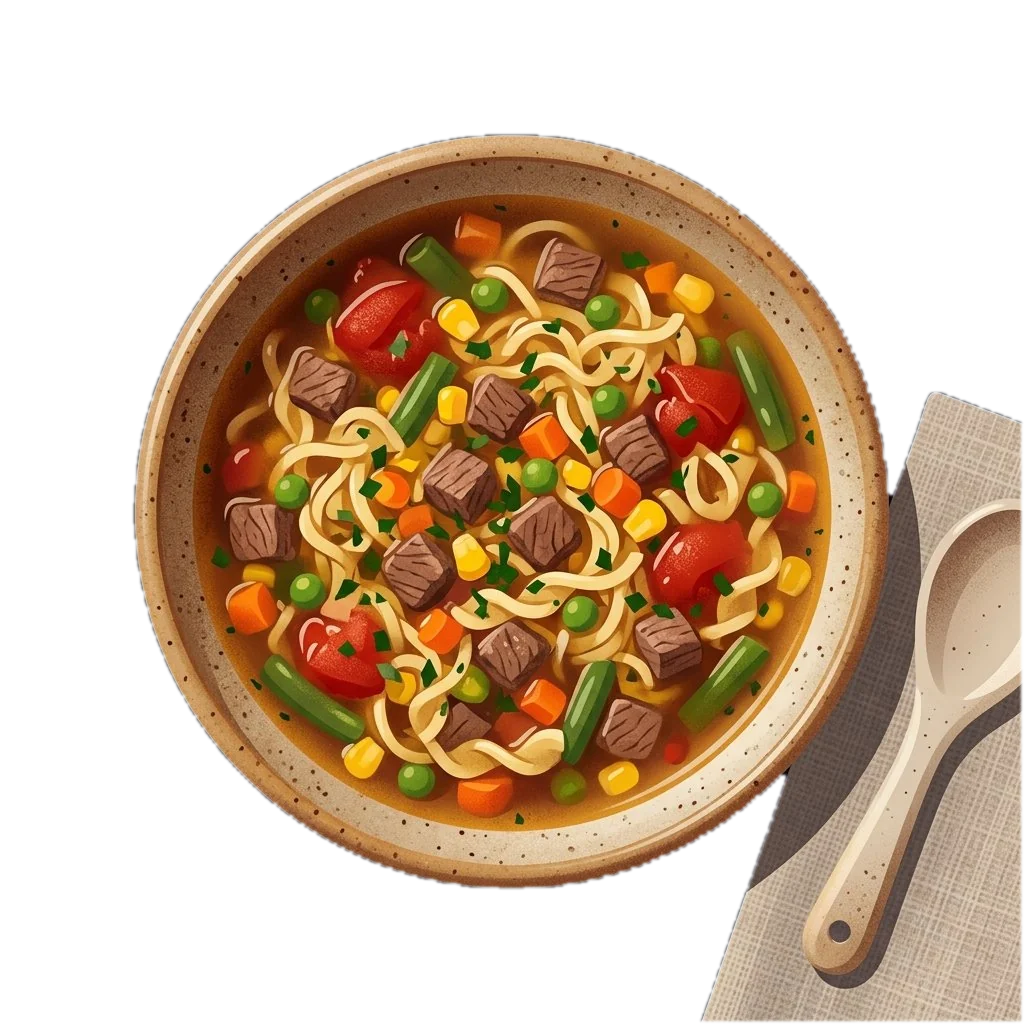 Hearty Beef and Vegetable Noodle Soup