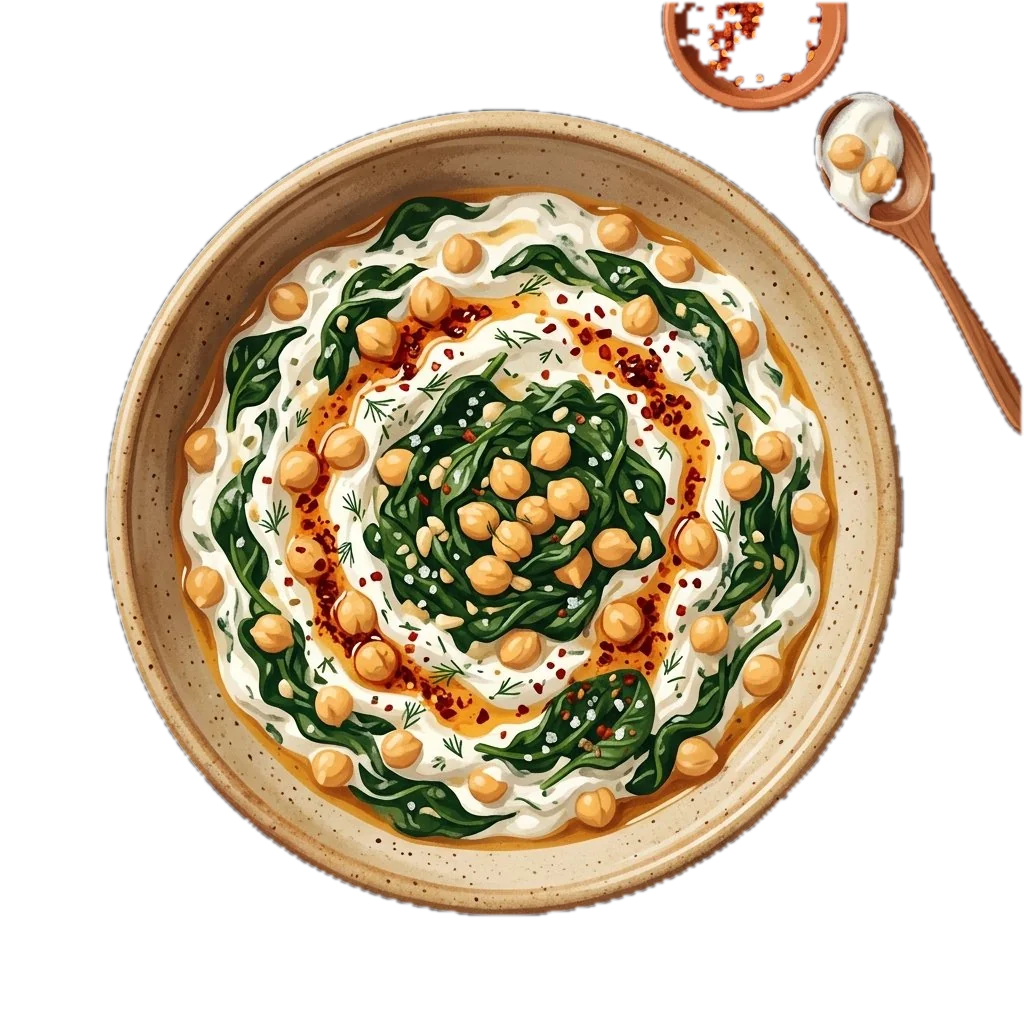 Spinach Borani with Chickpeas