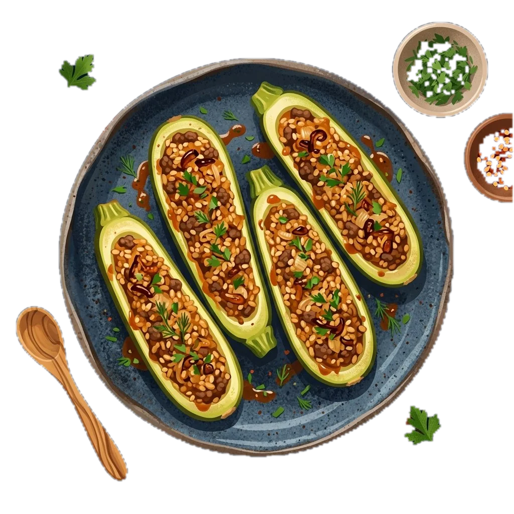 Fit Stuffed Zucchini with Bulgur