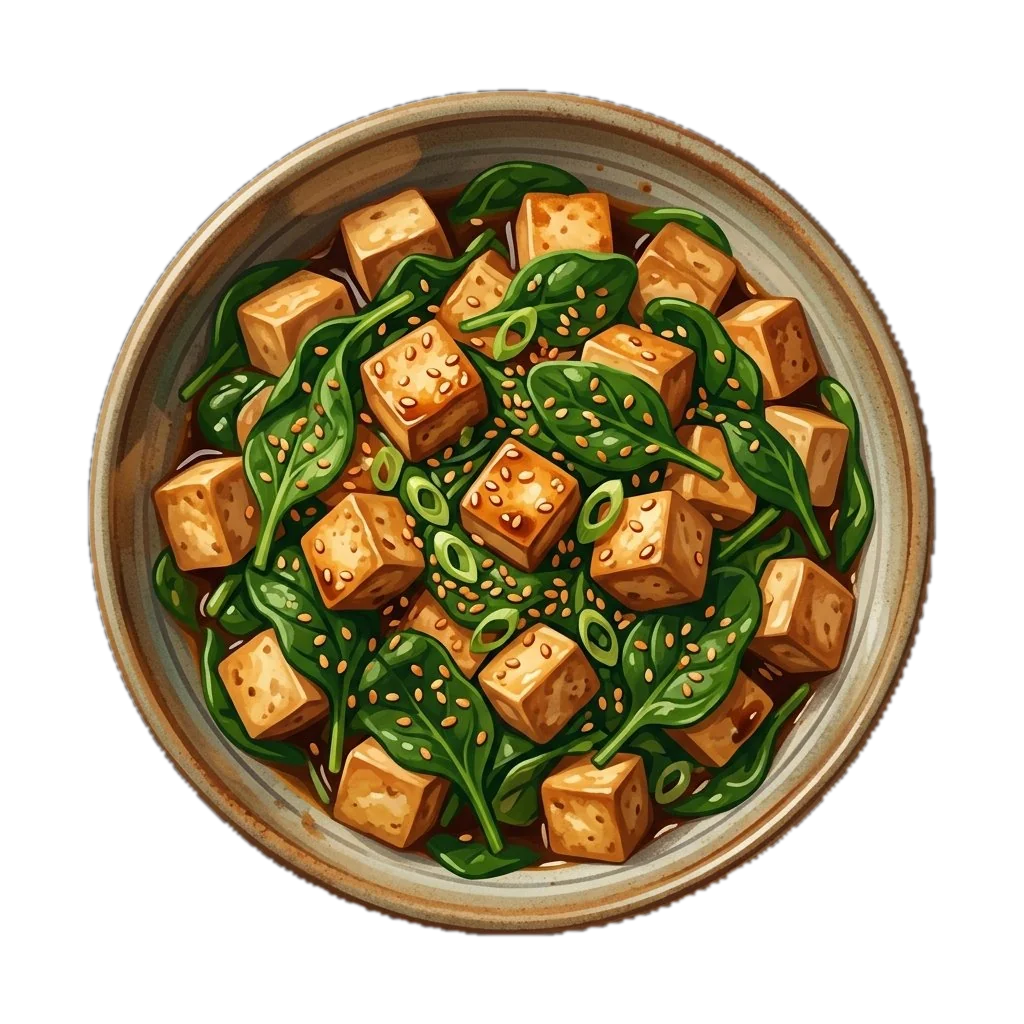 Sesame Spinach and Tofu Stir-Fry