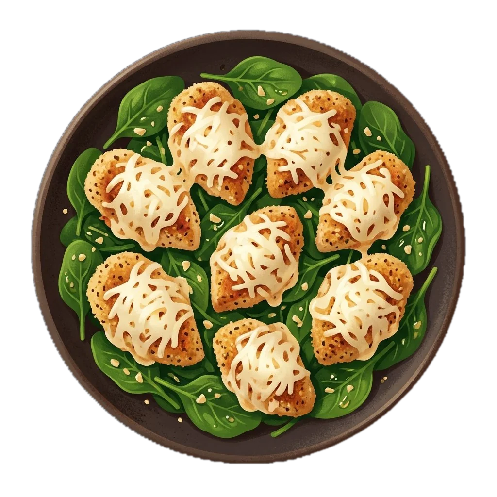 Mozzarella Chicken with Garlic Spinach