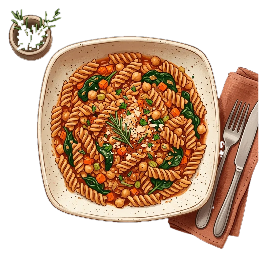 Rosemary Chickpea and Spinach Pasta