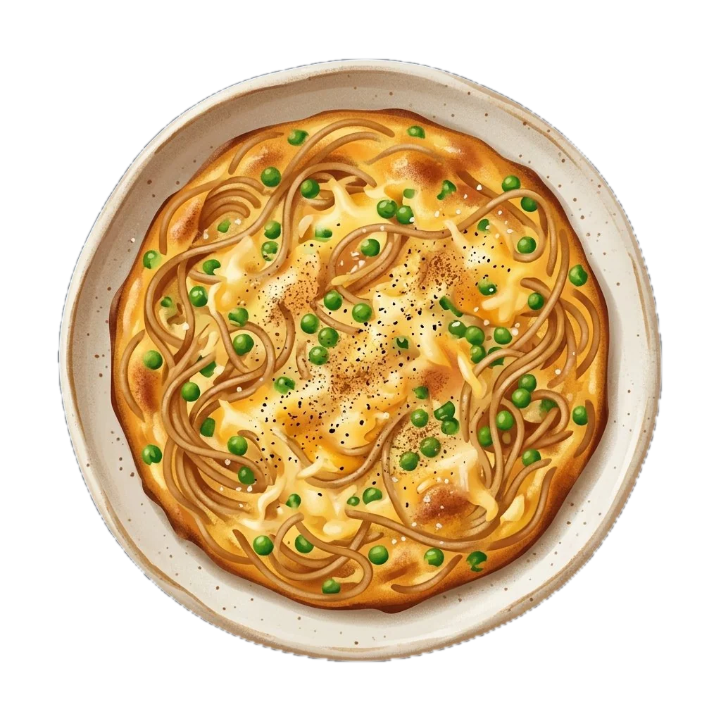Whole Grain Pasta Frittata with Peas