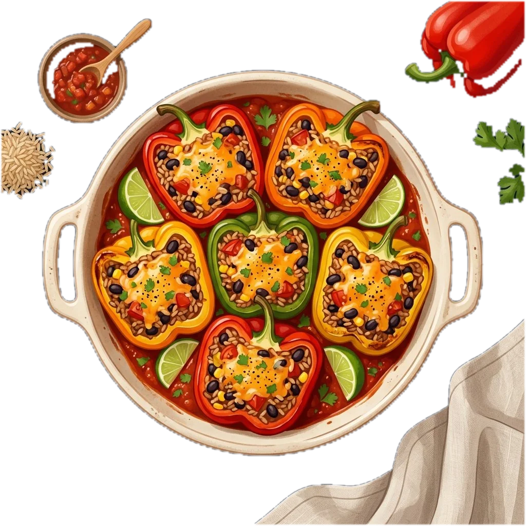Rice and Bean Stuffed Peppers