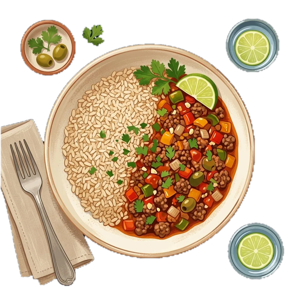 Healthy Beef Picadillo with Brown Rice