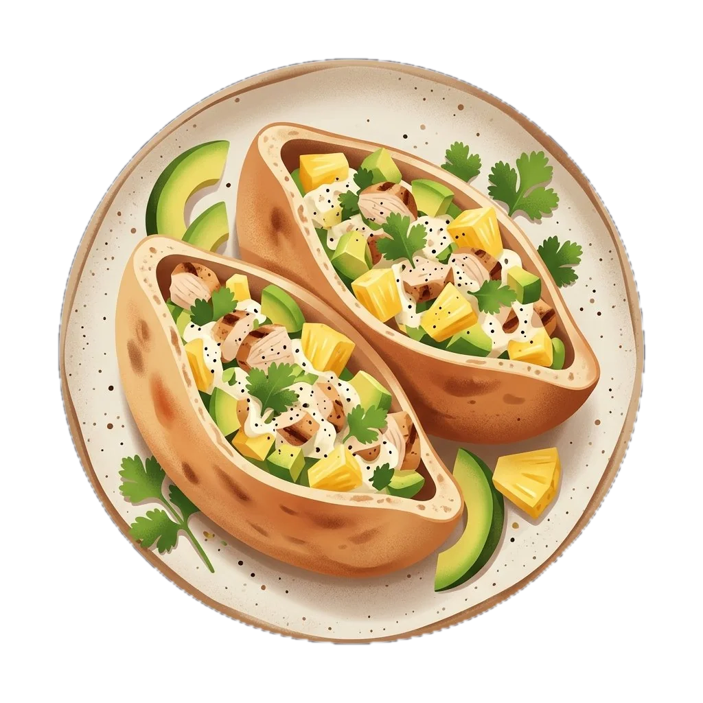 Pineapple Avocado Chicken Salad Pitas