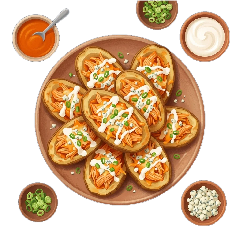 Buffalo Chicken Potato Skins