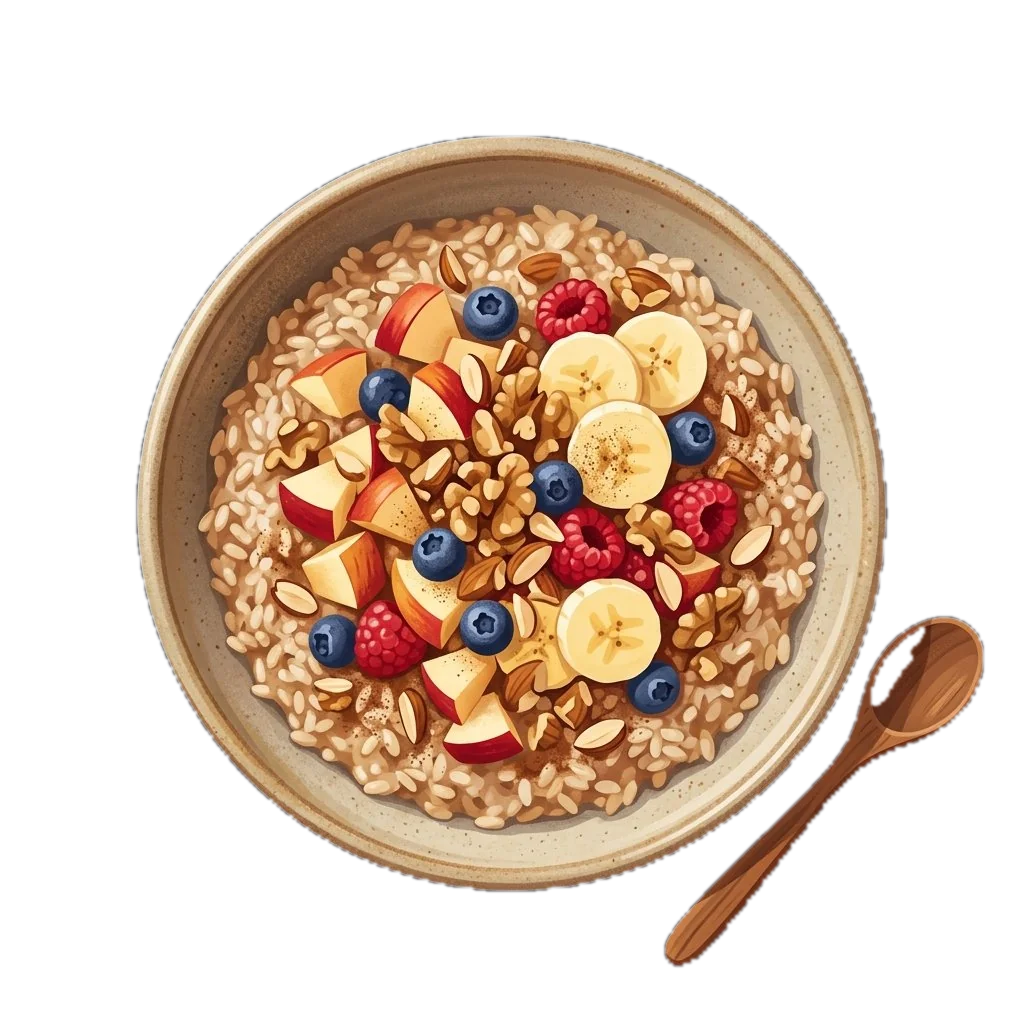 Warm Fruit and Nut Breakfast Rice Bowl