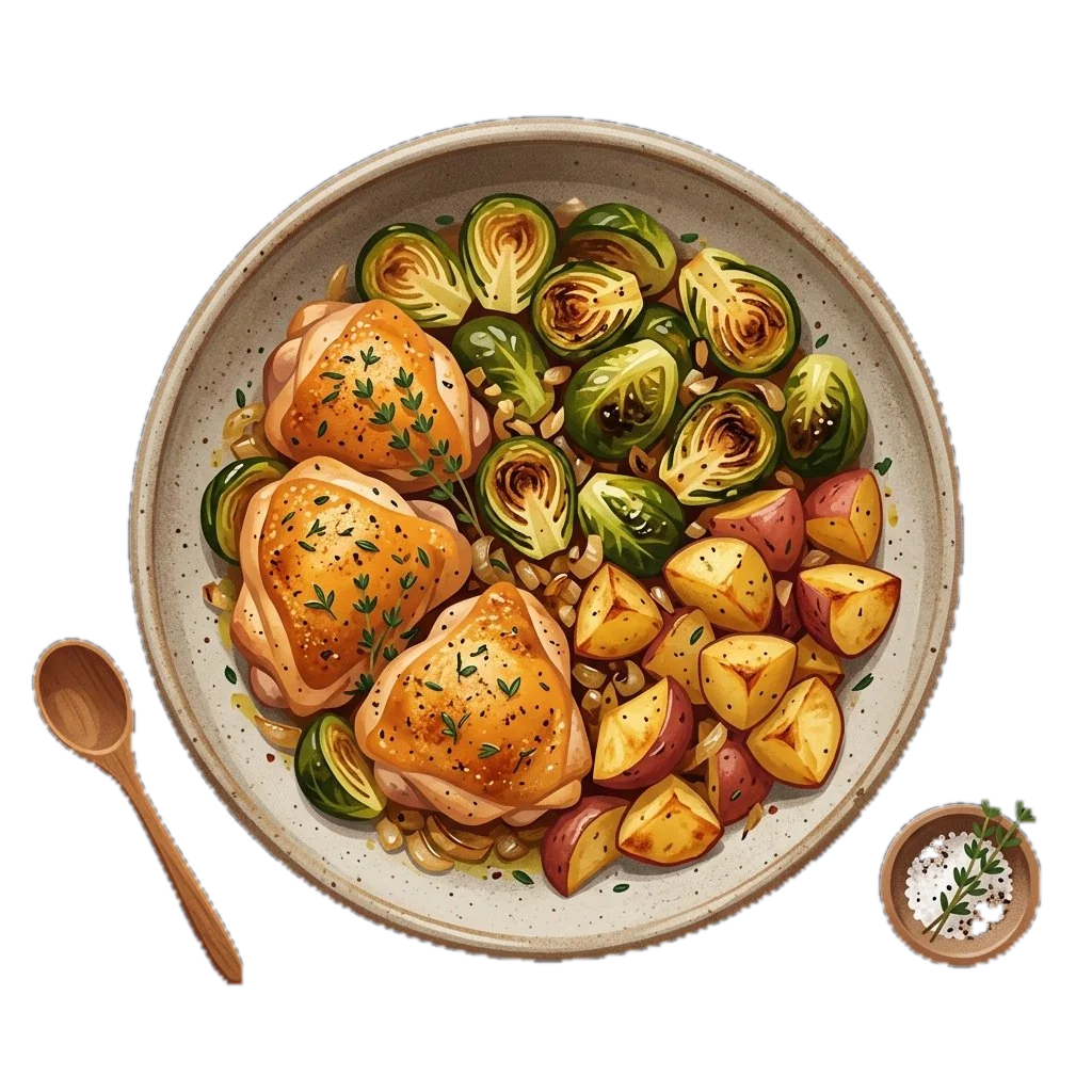 Roasted Chicken with Brussels Sprouts and Potatoes