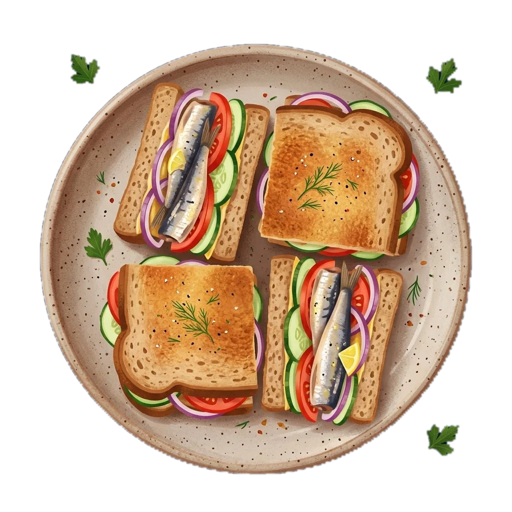 Sardine, Cucumber, and Tomato Sandwich