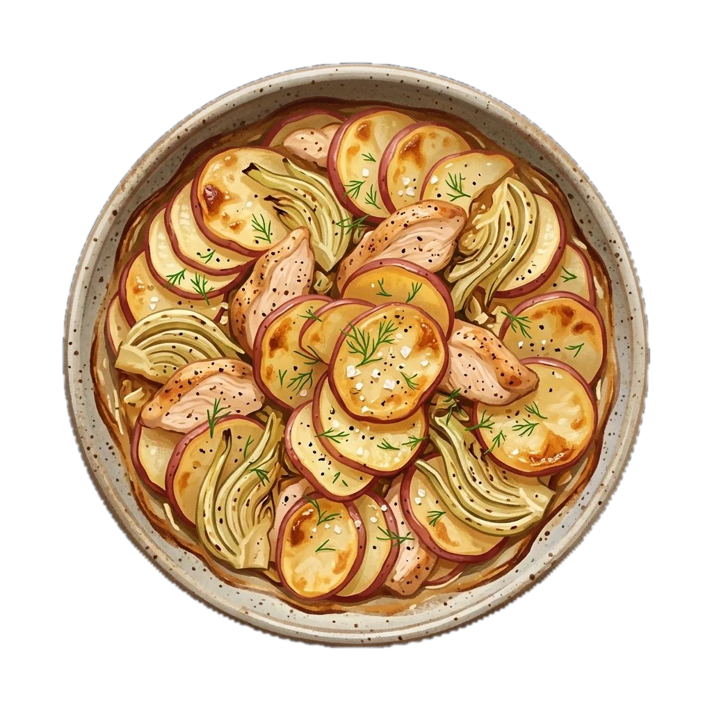 Scalloped Potatoes and Chicken with Fennel