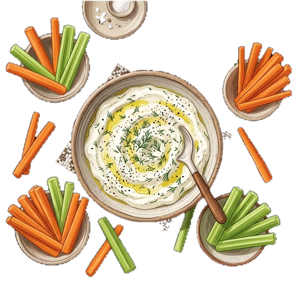 Vegetable Sticks with Herbed Lor Dip