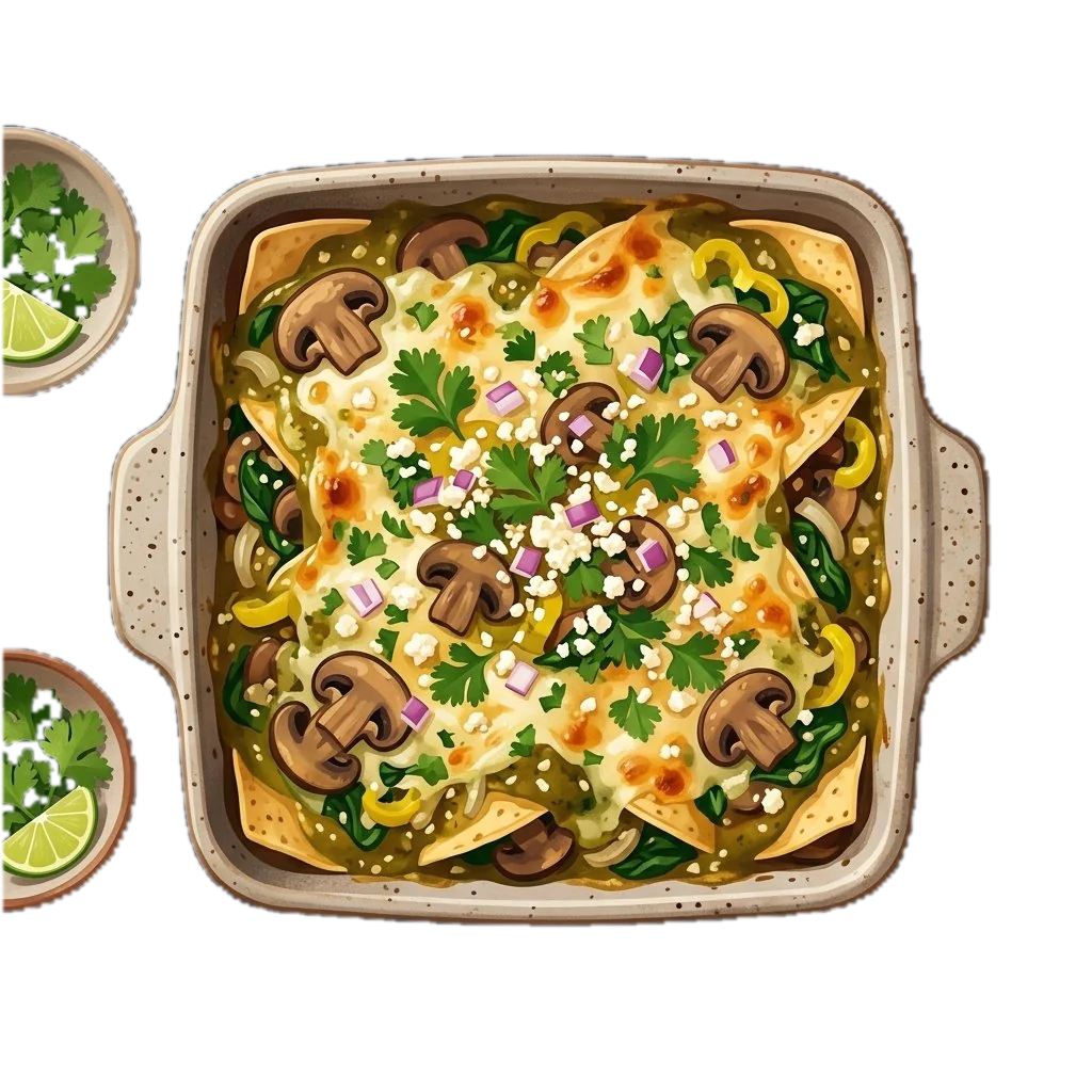 Spinach and Mushroom Enchilada Casserole