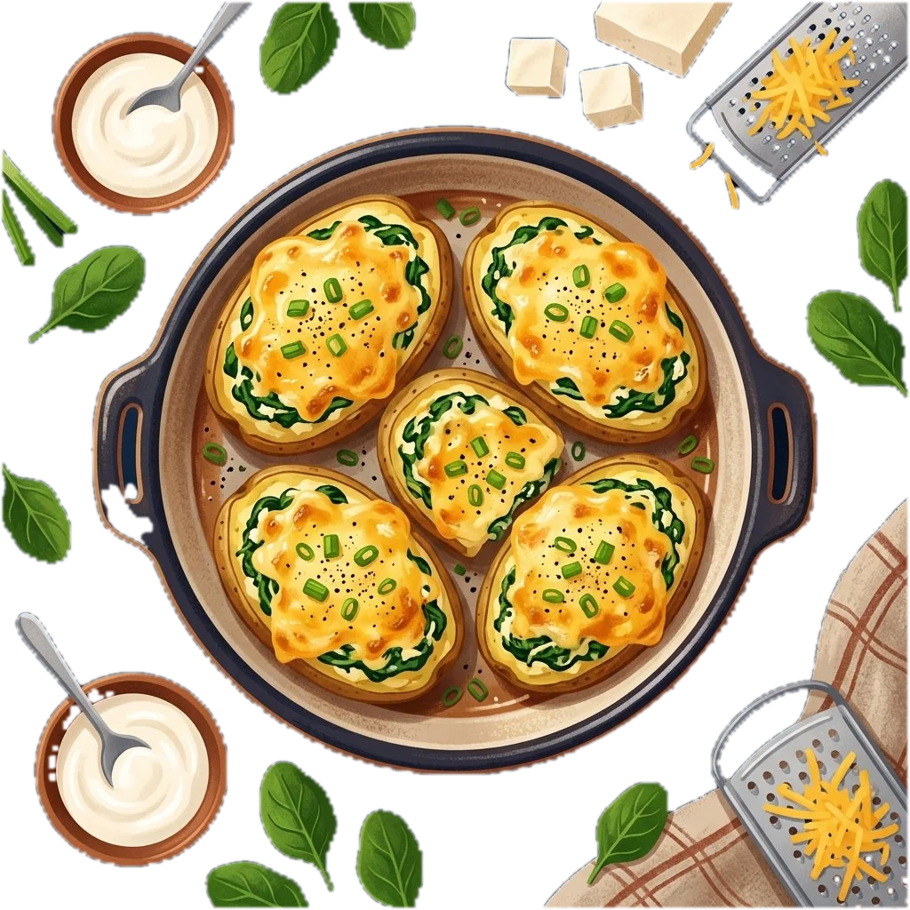 Spinach and Cheese Stuffed Twice-Baked Potatoes
