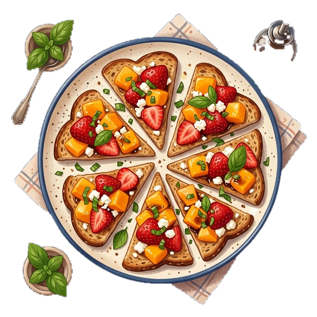 Strawberry Mango Feta Toast Points