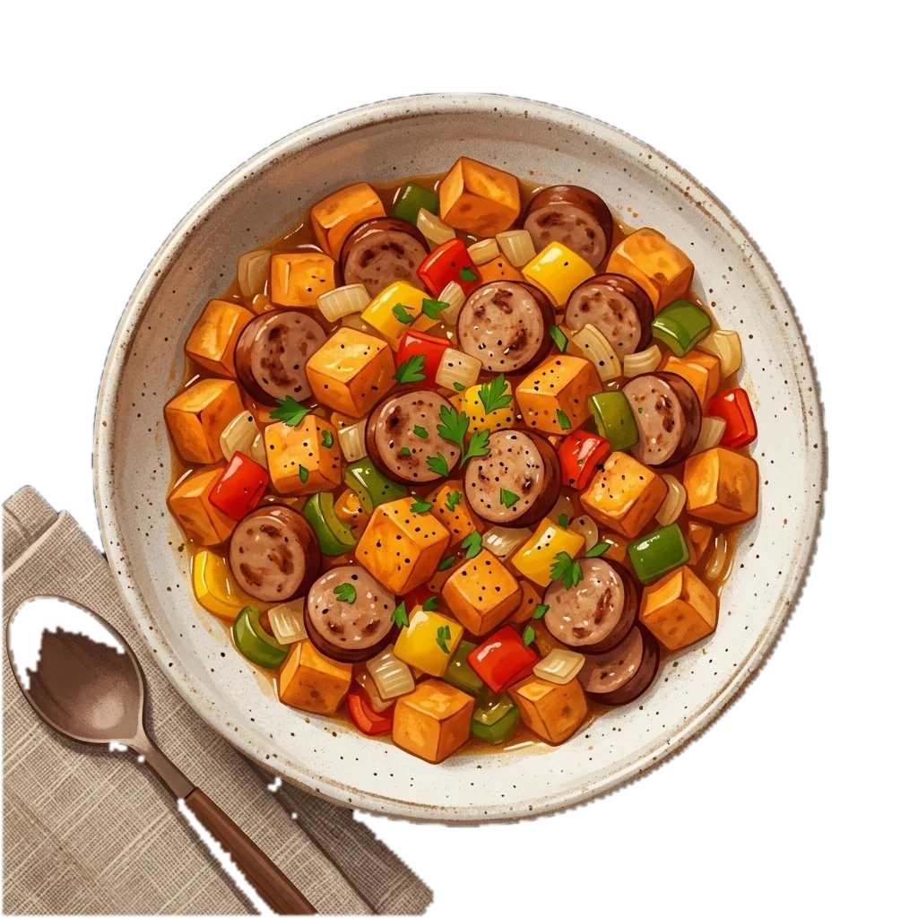 Sweet Potato and Chicken Sausage Breakfast Hash
