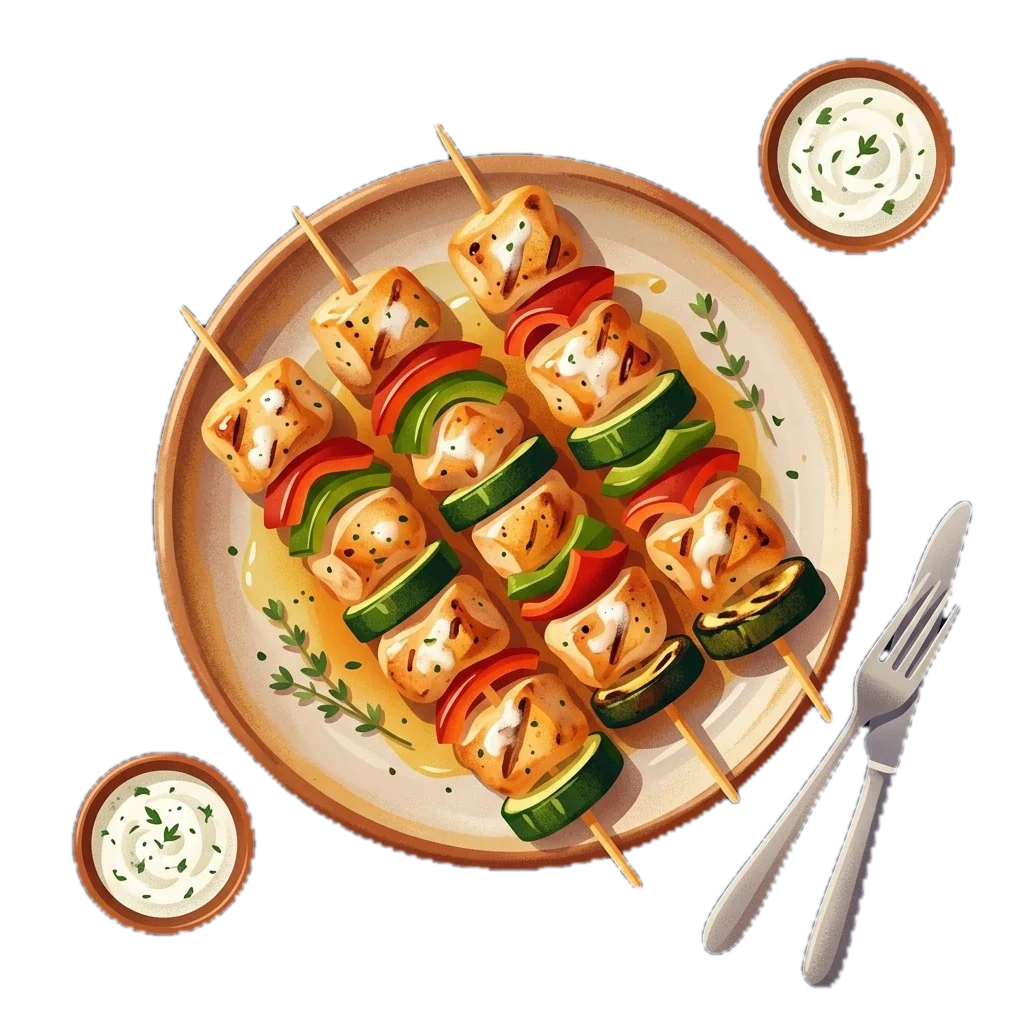 Baked Chicken and Vegetable Skewers