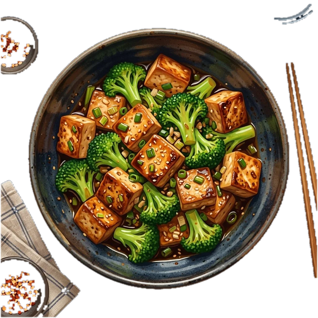 Sautéed Tofu and Broccoli in Soy-Scallion Sauce
