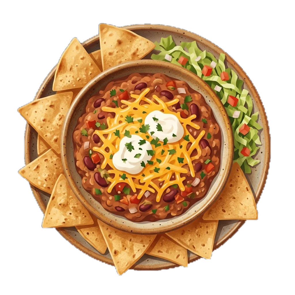 Baked Tortilla Chips and Warm Bean Dip