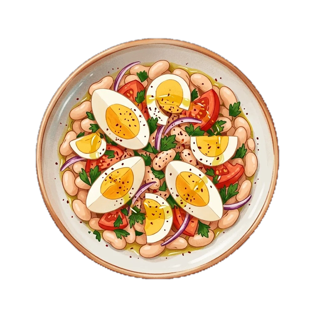 Turkish White Bean Salad with Egg