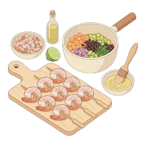 Grilled Shrimp with Cantaloupe-Avocado Salsa (Camarones a la Parrilla) — step 3